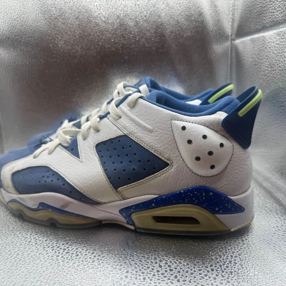 Size‎ 10 Jordan 6 Low Ghost Mens White Blue Lace-Up Athletic Shoes 304401-106